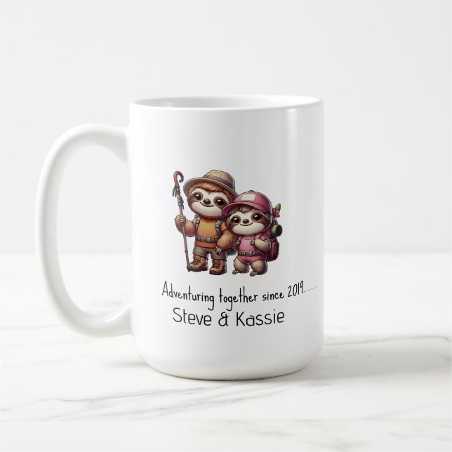Mug Couple mignon Sloth Aventurant ensemble depuis (Gauche)