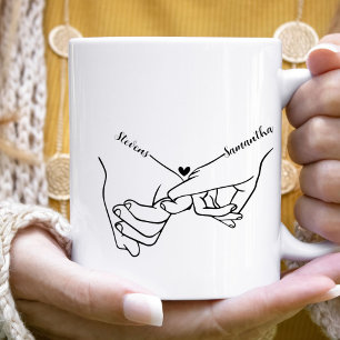 Mug Couple moderne main main mariage de nom personnali