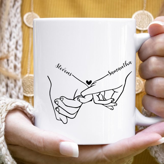 Mug Couple moderne main main mariage de nom personnali (Créateur téléchargé)