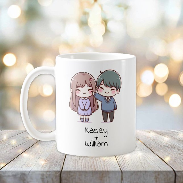 Mug Couple personnalisé de style Chibi (Personalized Chibi-Style Couple Mug)