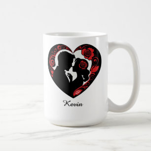 Mug Couple romantique à l'intérieur d'un cadre en form