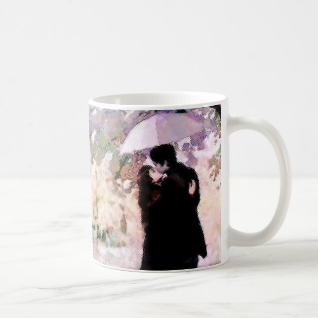 Mug Couple romantique amoureux S'embrasser dans la plu (Droite)