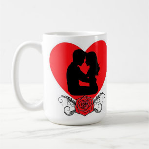 Mug Couple s'étreignant dans un cœur rouge avec une ro