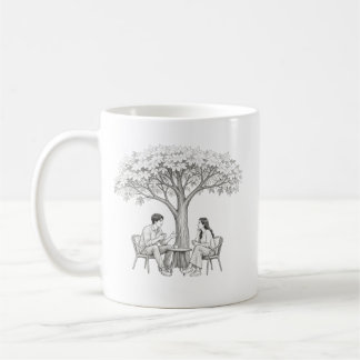 Mug Couple sous l'arbre Café Date Page de coloriage Ar