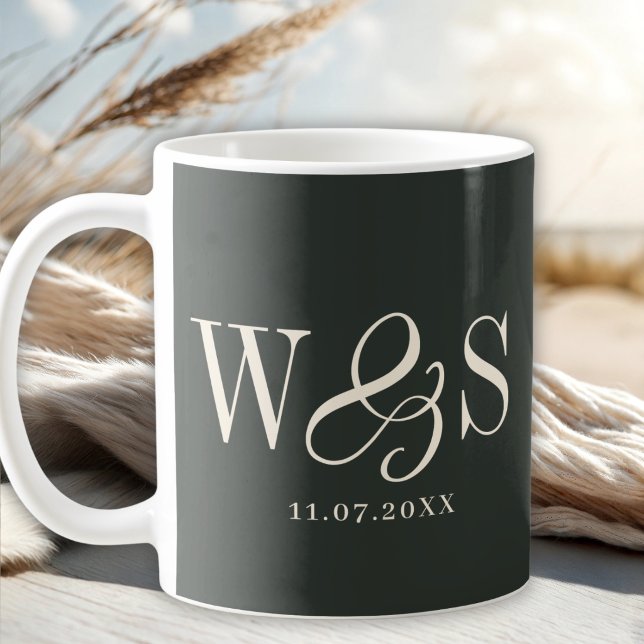 Mug Couples de mariage initial noir élégant (Créateur téléchargé)