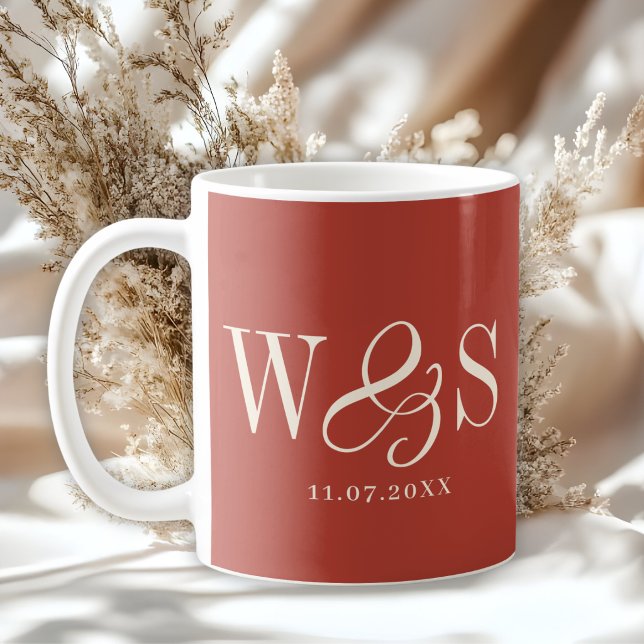 Mug Couples de mariés initiale rustique élégante (Créateur téléchargé)