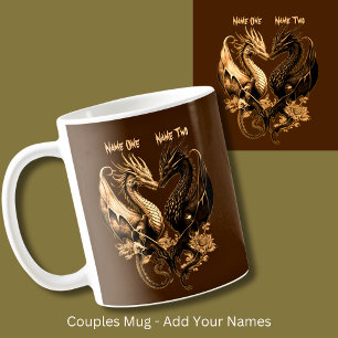 Mug Couples Gold Dragons Ajouter des noms
