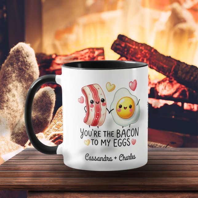 Mug Couples mignons Customisés "Bacon to My Oeufs" (Cute Customized Couples "Bacon to My Eggs" Mug)