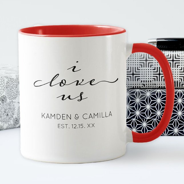 Mug Couples Personnalisés Je Nous Aime Saint Valentin (I love us couples Valentine's Day mug. Personalize it with your names)