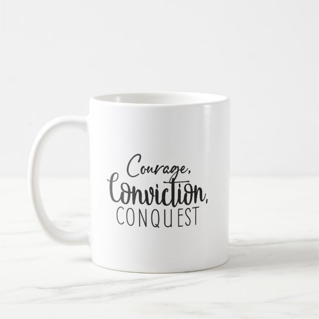 Mug Courage Conquête - Gym Hustle Succès Motivation (Gauche)
