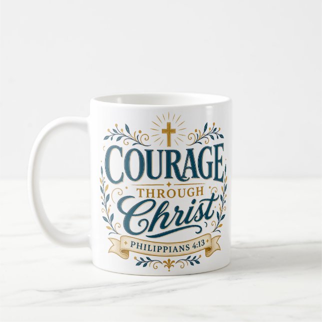 Mug Courage par le Christ : Remerciement au Pasteur (Gauche)