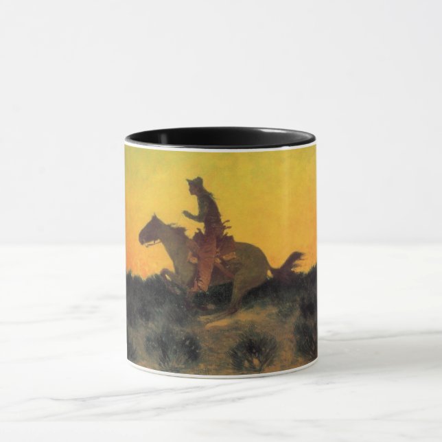 Mug Courageux cavalier à cheval contre le coucher du s (Centre)