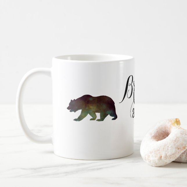 Mug Courageux comme un Ours Typographie Aquarelle (Avec donut)