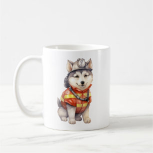 Mug Courageux pompier Sibérien Husky Chien honorant