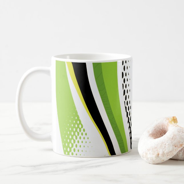 Mug Courbe Abstraite blanche et noire (Avec donut)