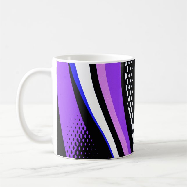 Mug Courbe Abstraite violette blanche et noire (Gauche)