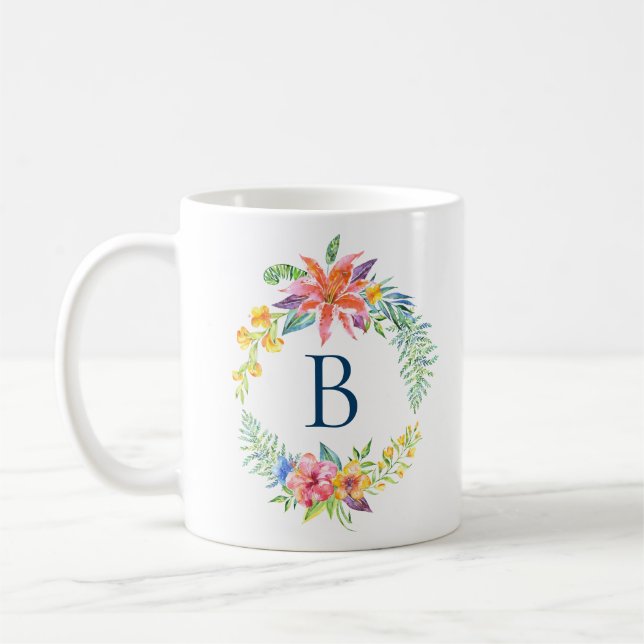 Mug Courbe de fleurs tropicales colorées (Gauche)