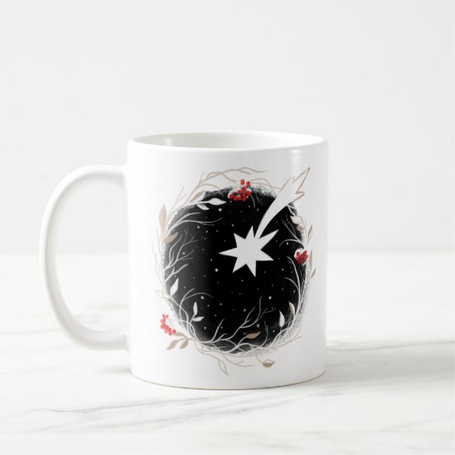 Mug Courbe moderne de Noël Star Berries (Gauche)