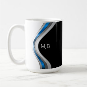 Mug Courbes métalliques fines avec votre monogramme
