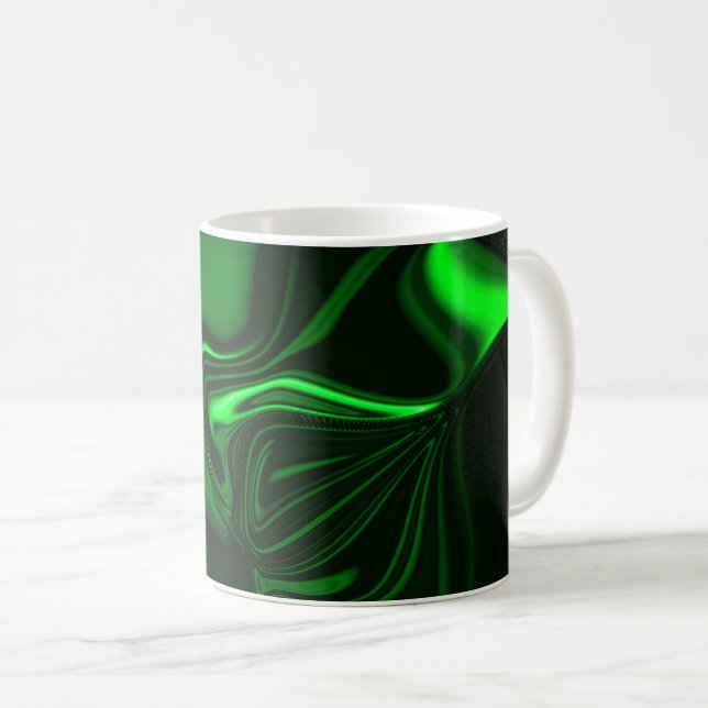 Mug Courbes ou ondulations vert métallique, foncé (Devant droit)