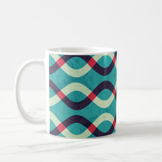 Mug Courbes rétro : Effet Motif Grunge. (Gauche)