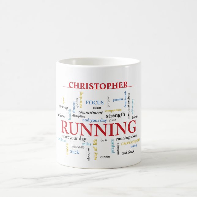 Mug Coureur avec des mots personnalisés (Centre)