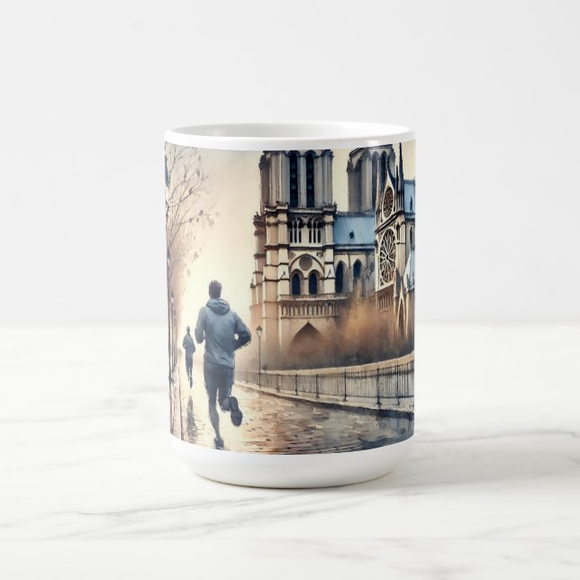 Mug Courir à Paris France Aquarelle (Centre)