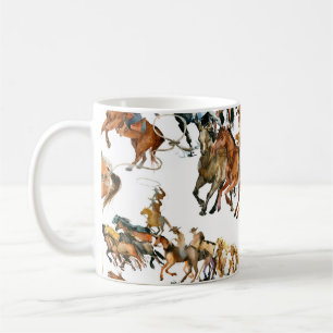 Mug Courir des chevaux sans couture motif. Cowboy amér