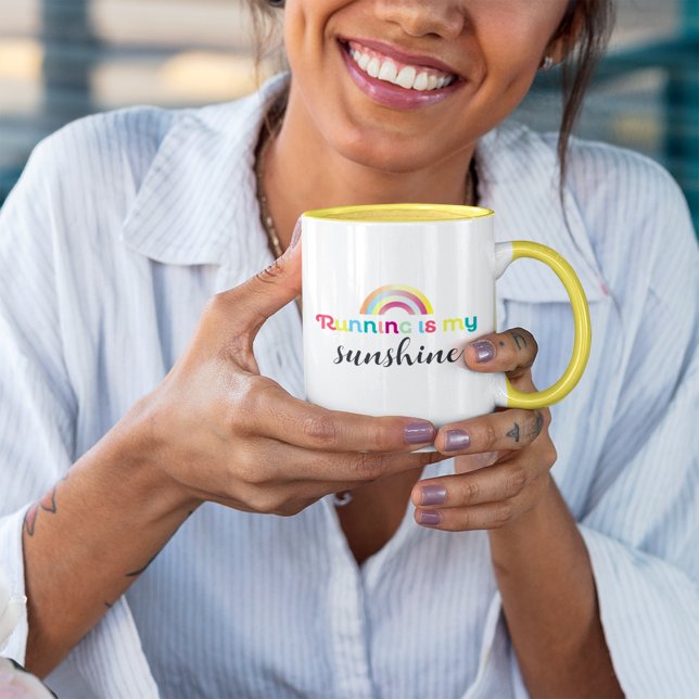 Mug Courir Est Mon Sunshine Colorful Rainbow Graphic (Créateur téléchargé)