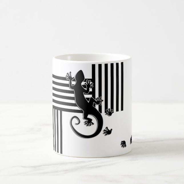 Mug Courir Gecko - bandes noir et blanc abstrait (Centre)