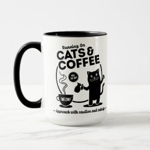Mug Courir sur Chats et Café 15 oz. Combo