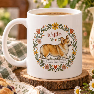 Mug Couronne botanique personnalisée de Corgi Chien mi
