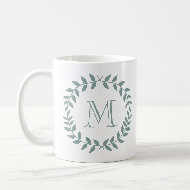 Mug Couronne botanique verte sauge poussiéreuse Monogr (Gauche)