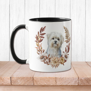 Mug Couronne d'automne de chien maltais