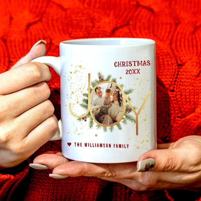 Mug Couronne de branches de pin Trendy Joy pour photo  (Créateur téléchargé)