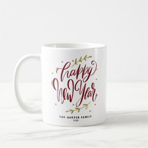 Mug Couronne de calligraphie moderne « Bonne année » e