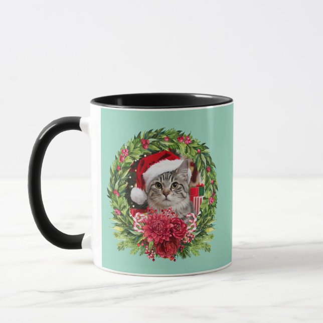 Mug Couronne de chaton mignon Noël (Gauche)