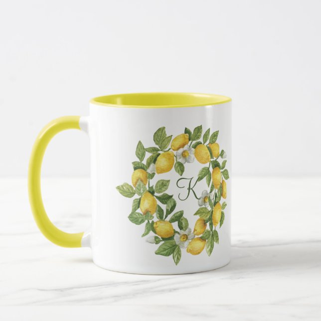 Mug Couronne de citrons Monogram vert jaune   (Gauche)