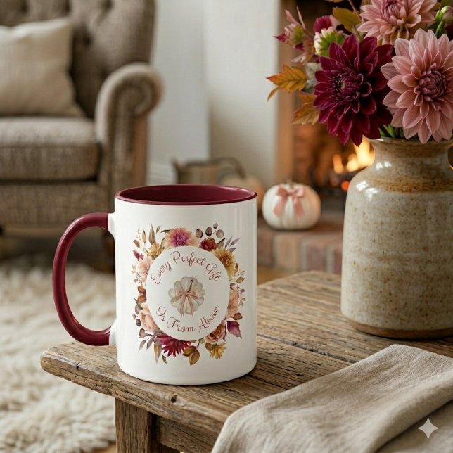 Mug Couronne de Dahlia d'Automne avec Écriture sur Cit (Créateur téléchargé)