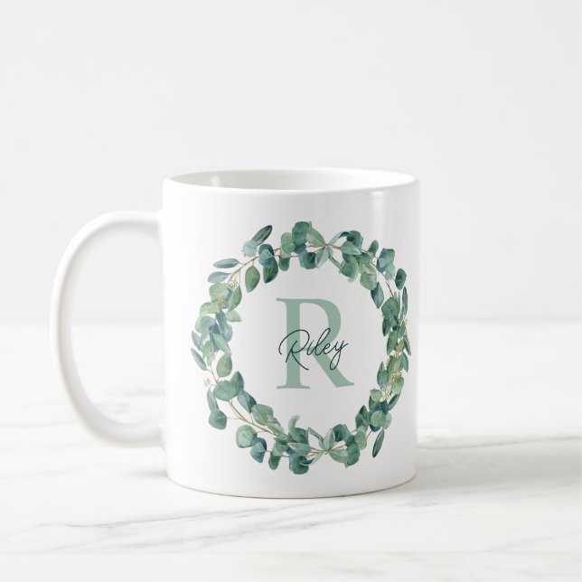 Mug Couronne de eucalyptus botanique moderne personnal (Gauche)