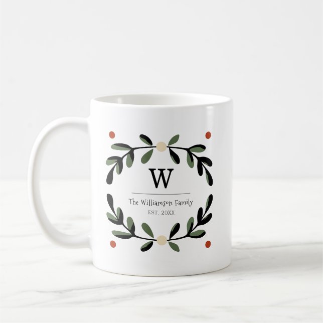 Mug Couronne de ferme de vacances avec monogramme (Gauche)