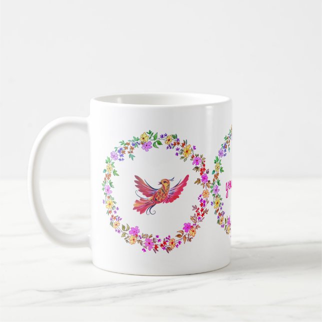 Mug Couronne de fleurs avec un oiseau (Gauche)