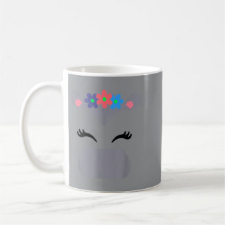 Mug Couronne de fleurs de sourire de visage d'hippopot