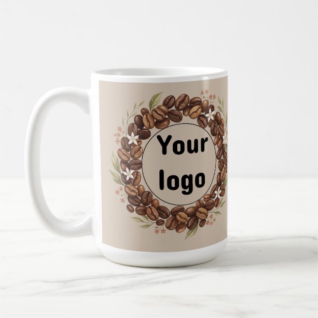 Mug Couronne de grains de café botaniques avec logo pe (Gauche)
