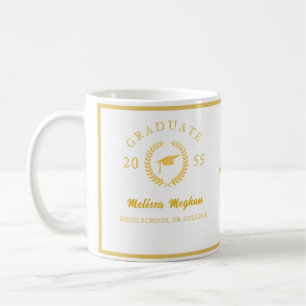 Mug Couronne de laurier simple à capuchon doré Monogra