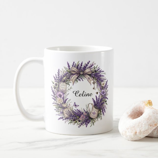Mug couronne de lavande vintage provence  (Avec donut)