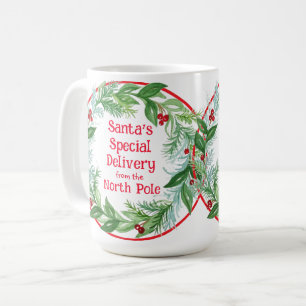 Mug Couronne de Noël aquarelle Santa Pôle Nord