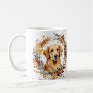 Mug Couronne de Noël au Golden Retriever Chien de fête