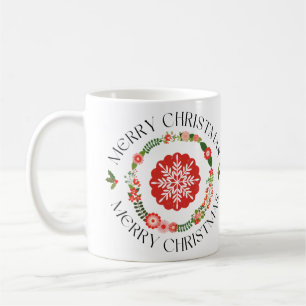 Mug Couronne de Noël aux baies rouges et vertes gras S