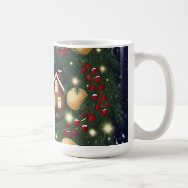 Mug Couronne de Noël avec branches de pin (Droite)